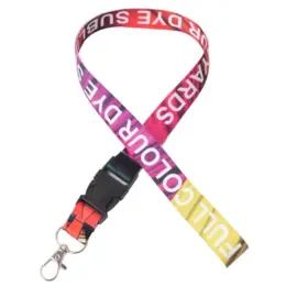 Polyester Dye Sub Lanyard With Buckle & Lobster Ring - Double Side Print Flat